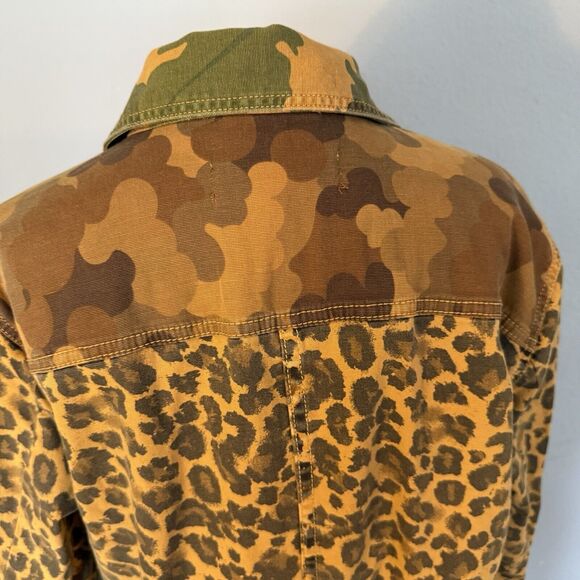Anthropologie Pilcro Camo Leopard Jacket Sz XLP Utility Shacket Streetwear Style - Picture 6 of 15